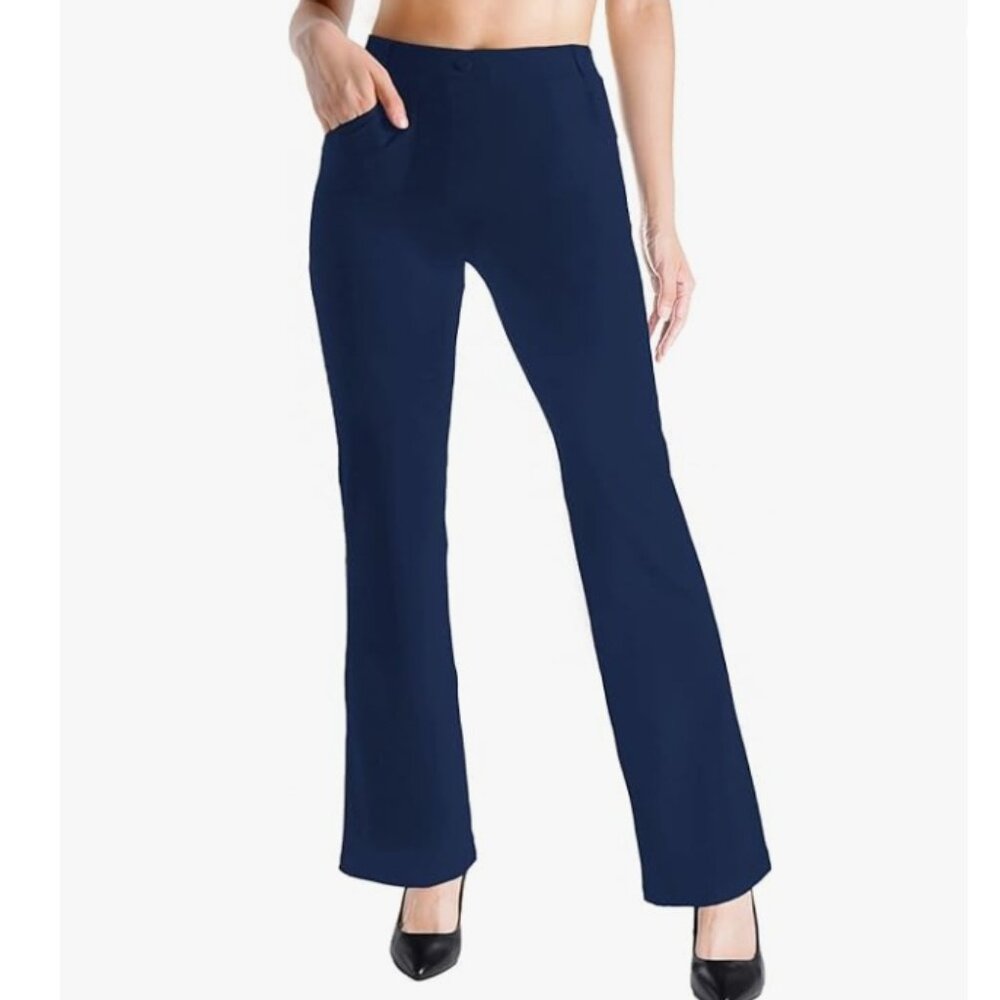 Yogipace, Belt Loops, Women's Petite Flare Leg Yoga Dress Pants, XS